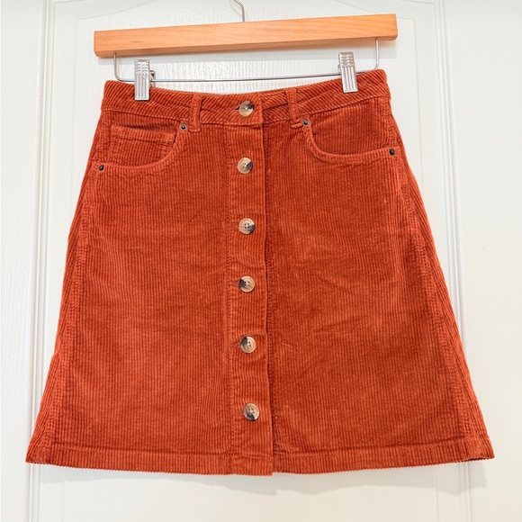 Faherty Dresses & Skirts - Faherty NWT Corduroy Button Front Mini Skirt Rust Orange Women’s XS